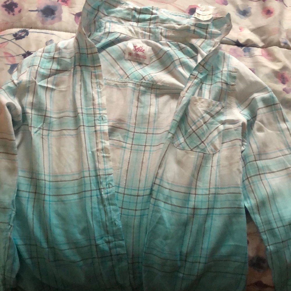 Justice button down tee, 18 in size!!